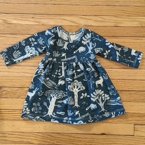 Woodland print dress in navy